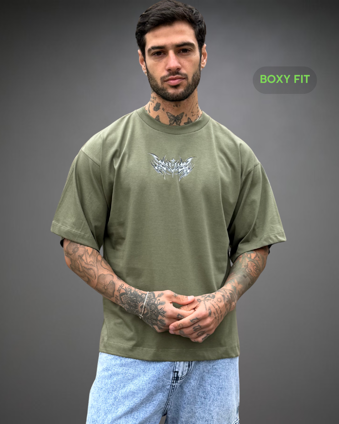Polo Hombre Boxy Fit Strong Tribal Reflectivo - Verde