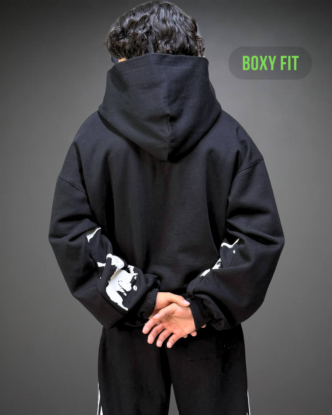 Hoodie Crop Oversize Skull Beats - Negro 2.0