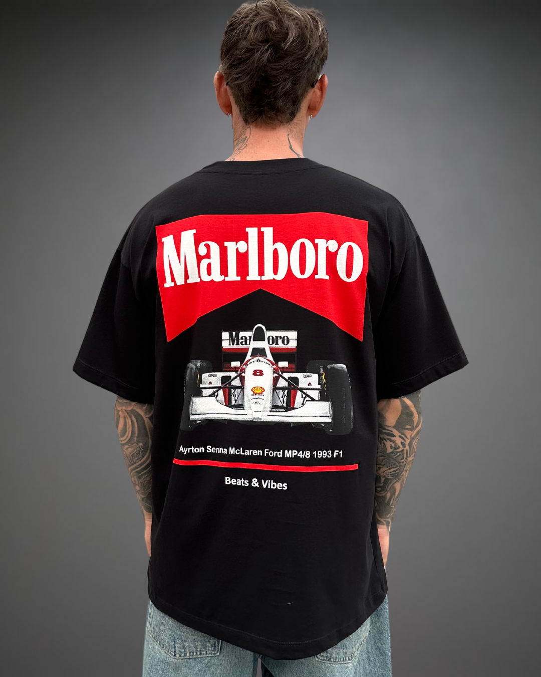 Polo Hombre Oversize Marlboro McLaren F1 - Negro