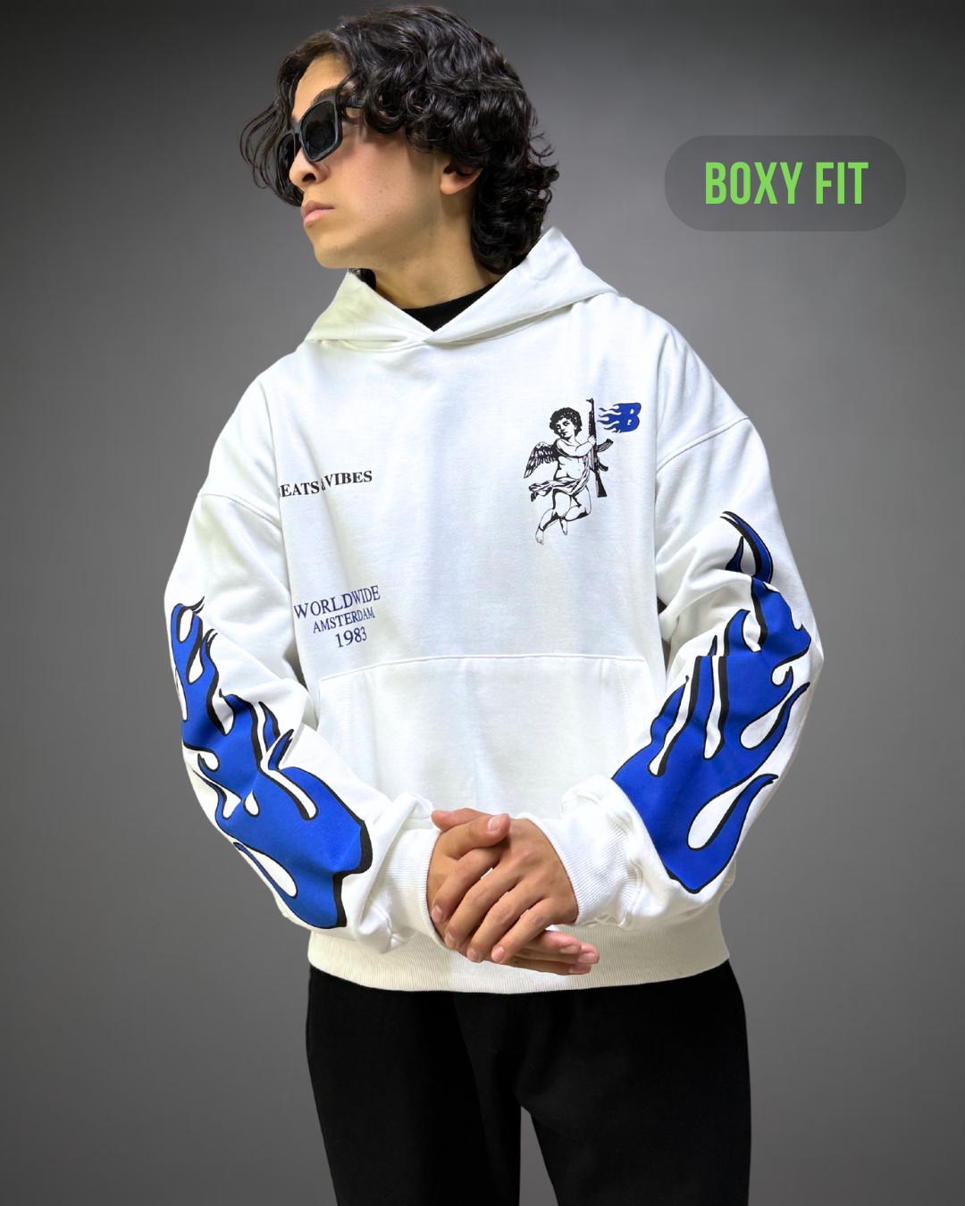 Hoodie Crop Oversize WorldWide Beats - Blanco 2.0