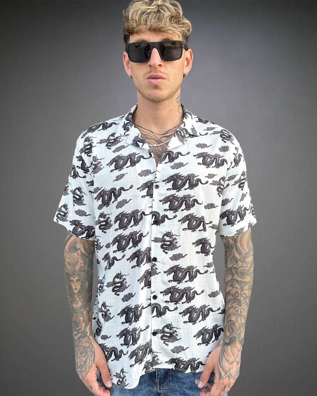 Camisa Relaxed Hombre Keep The Dragon - Hueso
