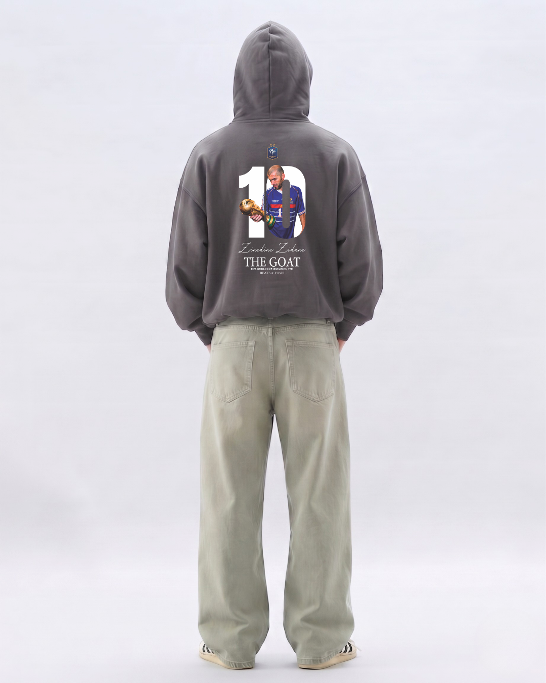 Hoodie "ZidaneTHE GOAT" – Edición Campeón del Mundo / Plomo