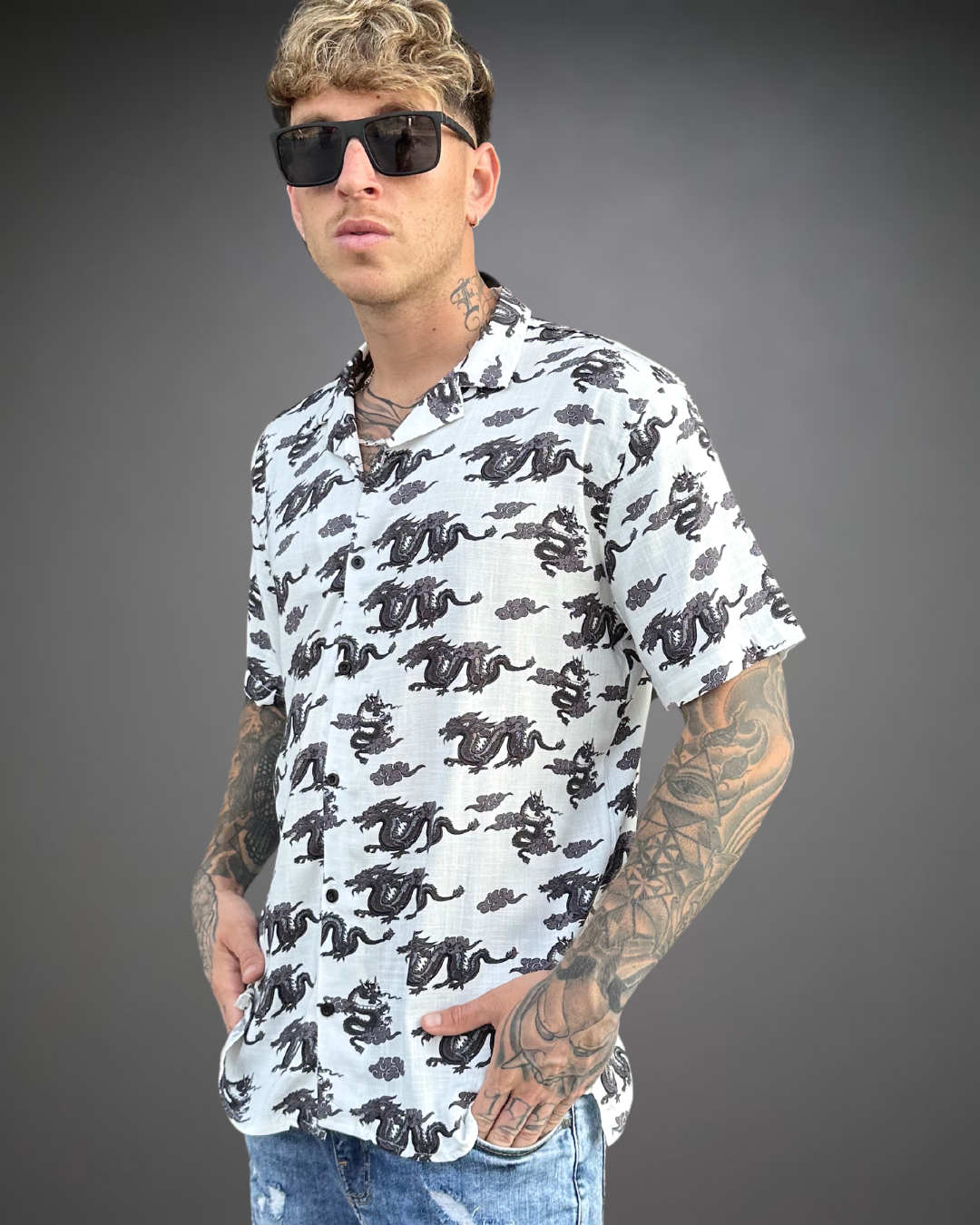 Camisa Relaxed Hombre Keep The Dragon - Hueso