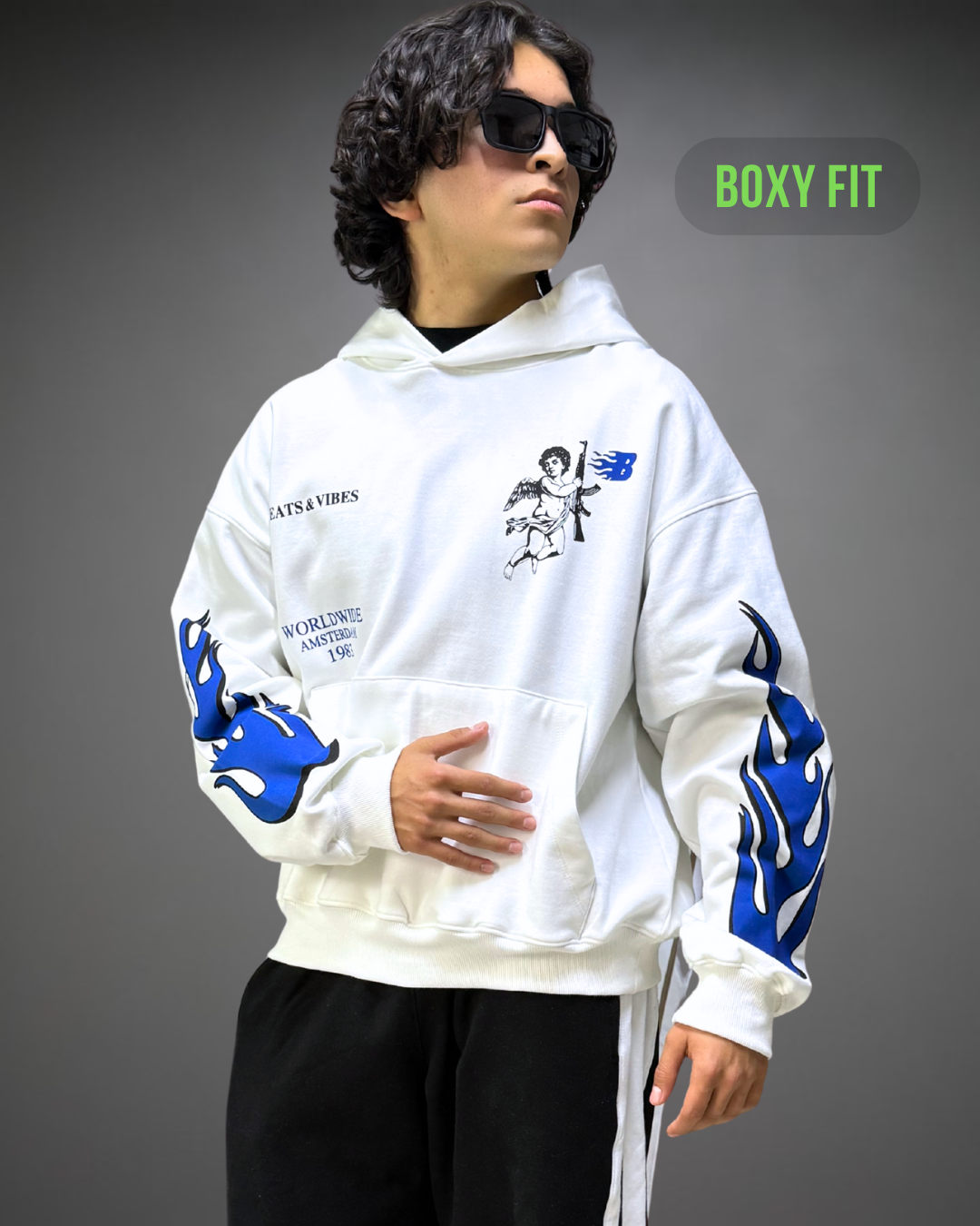 Hoodie Crop Oversize WorldWide Beats - Blanco 2.0