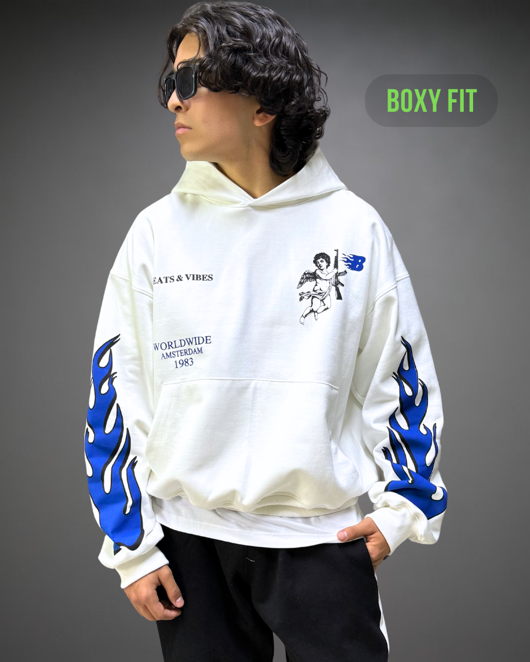 Hoodie Crop Oversize WorldWide Beats - Blanco 2.0