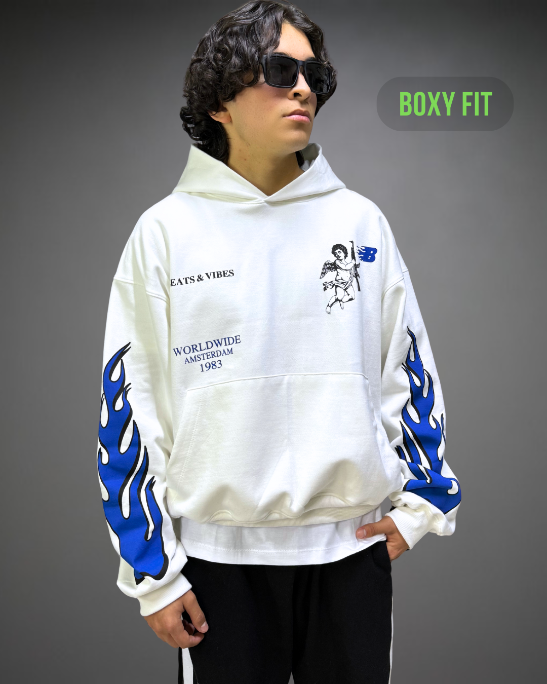 Hoodie Crop Oversize WorldWide Beats - Blanco 2.0
