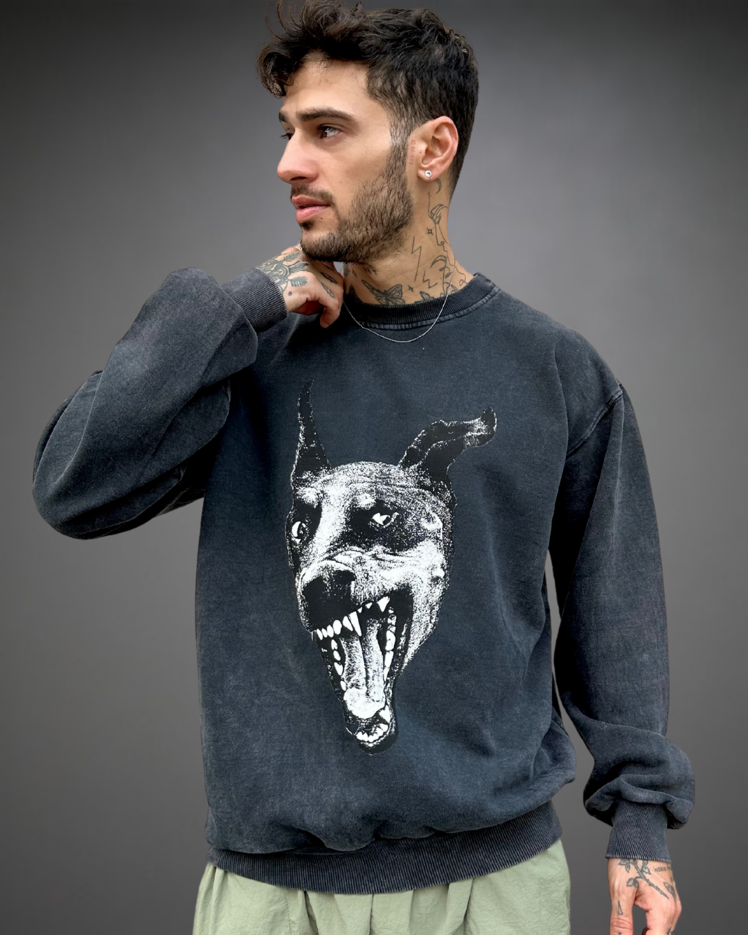 Polera Hombre Oversize ACID WASH Spike - Stone Black
