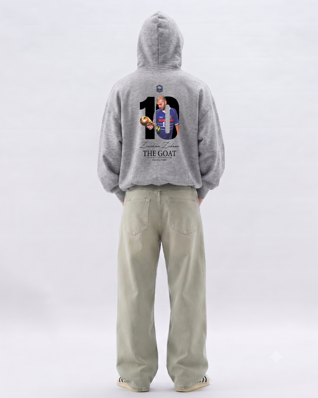 Hoodie "Zidane THE GOAT" – Edición Campeón del Mundo / Gris