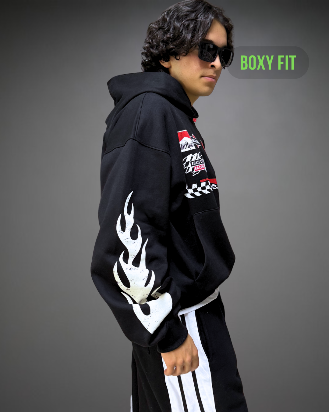 Hoodie Crop Oversize Marlboro 88 - Negro 2.0