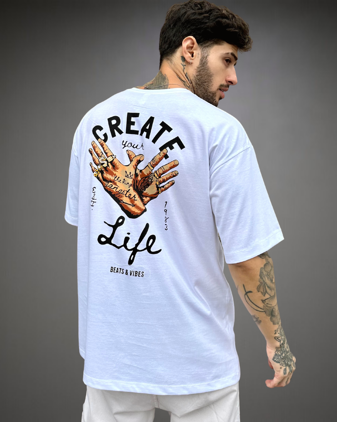 Polo Hombre Oversize Create Your Life - Blanco