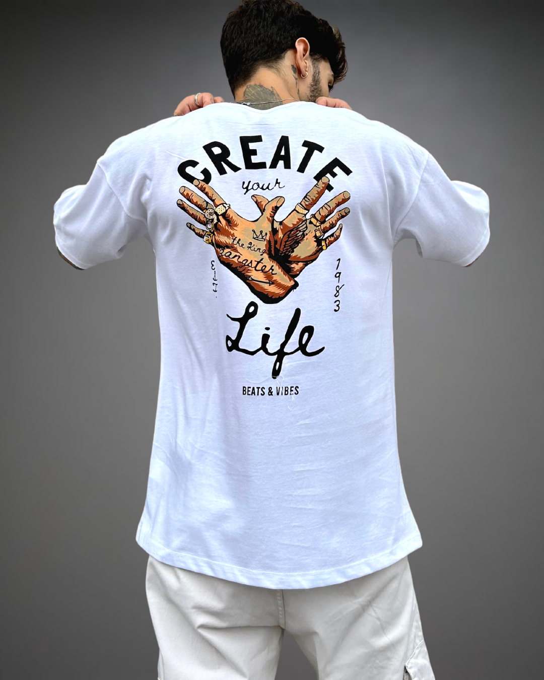 Polo Hombre Oversize Create Your Life - Blanco