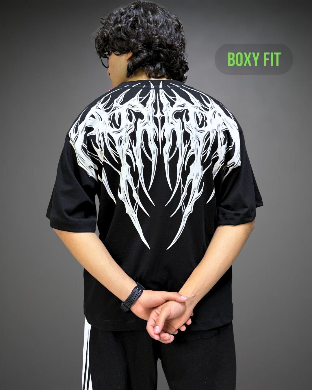 Polo Hombre Boxy Fit True Tribal - Negro