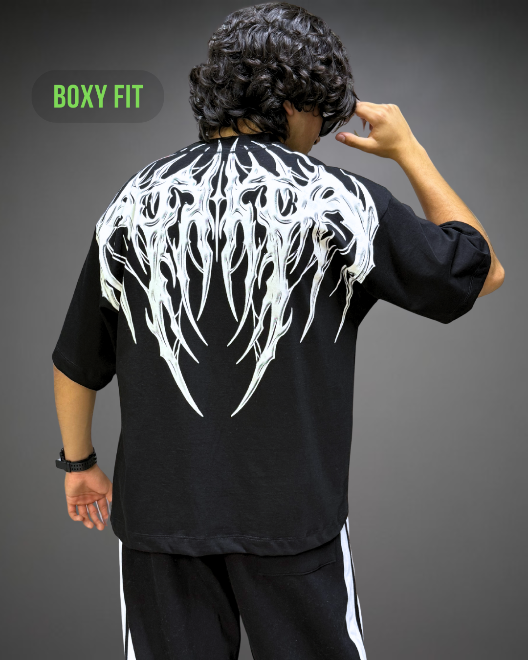 Polo Hombre Boxy Fit True Tribal - Negro