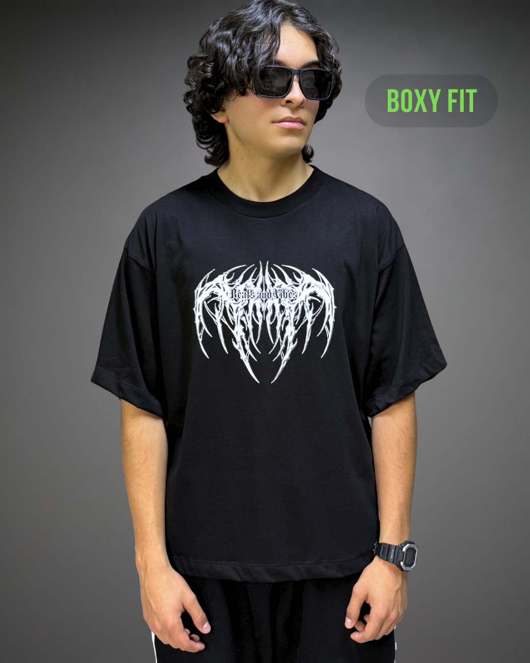 Polo Hombre Boxy Fit True Tribal - Negro