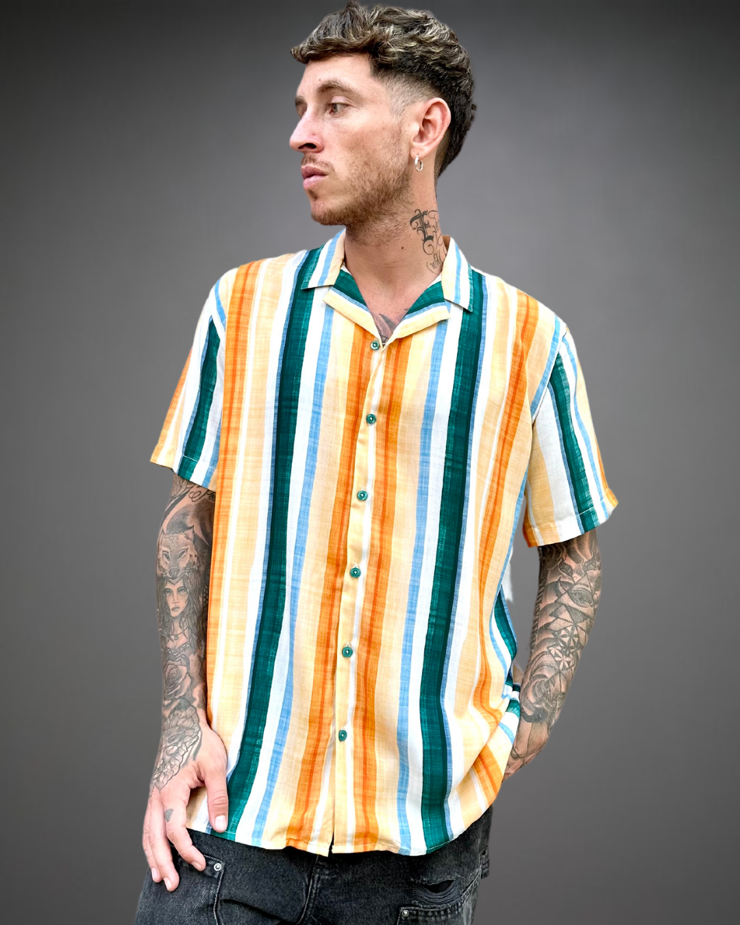 Camisa Hombre Relaxed Lines - Dark Green