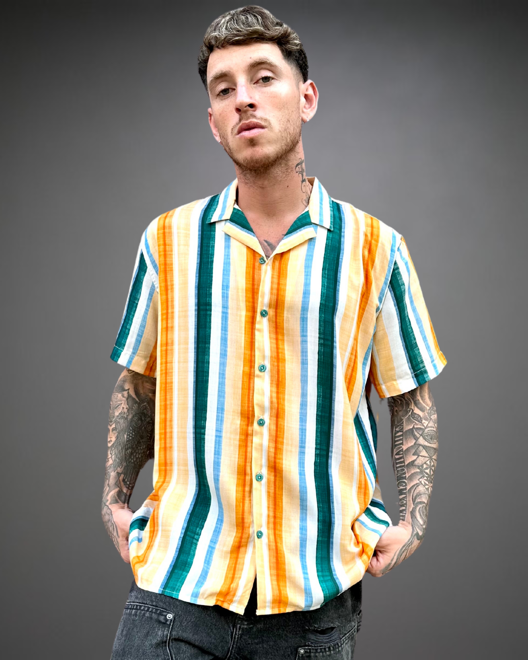 Camisa Hombre Relaxed Lines - Dark Green