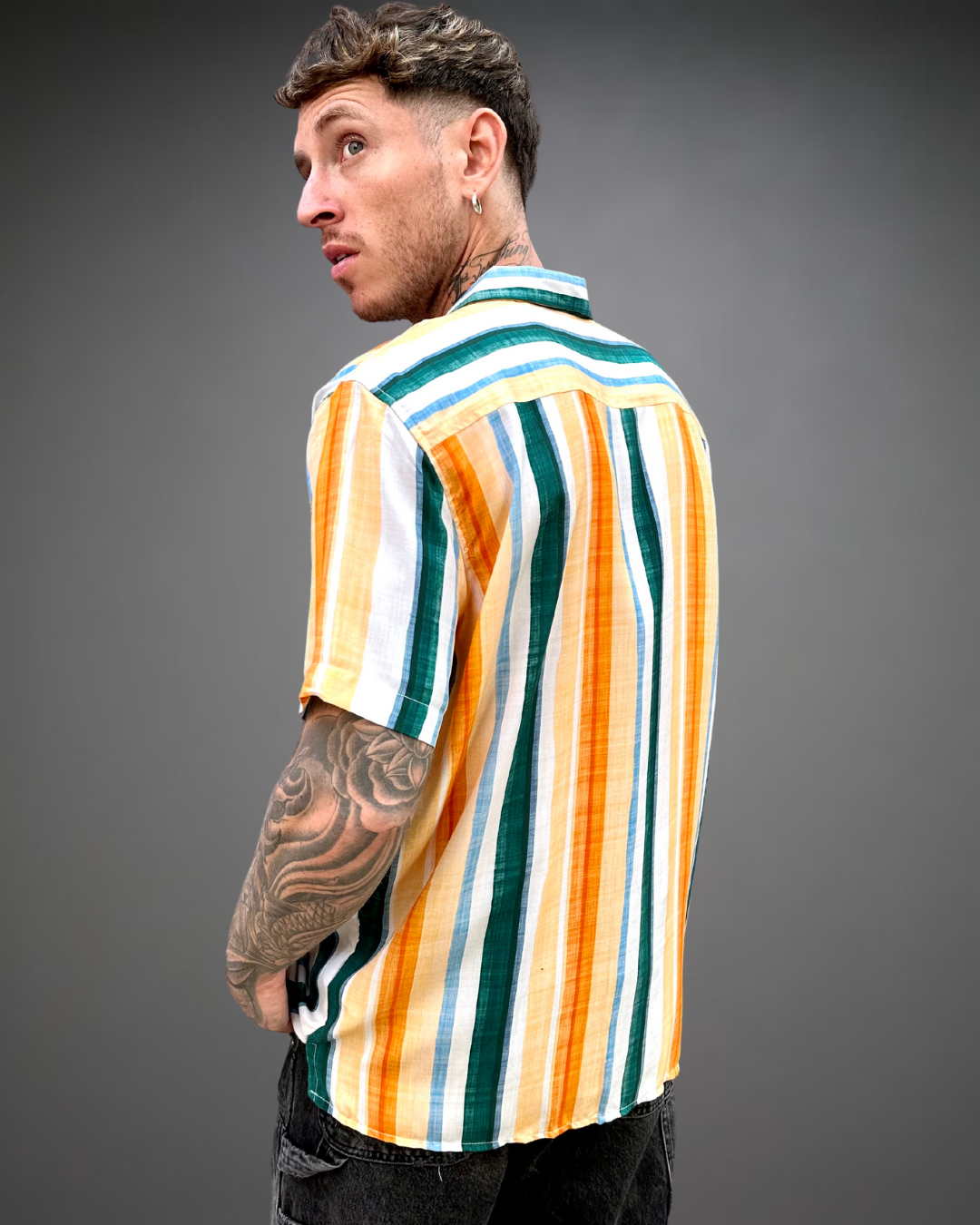 Camisa Hombre Relaxed Lines - Dark Green