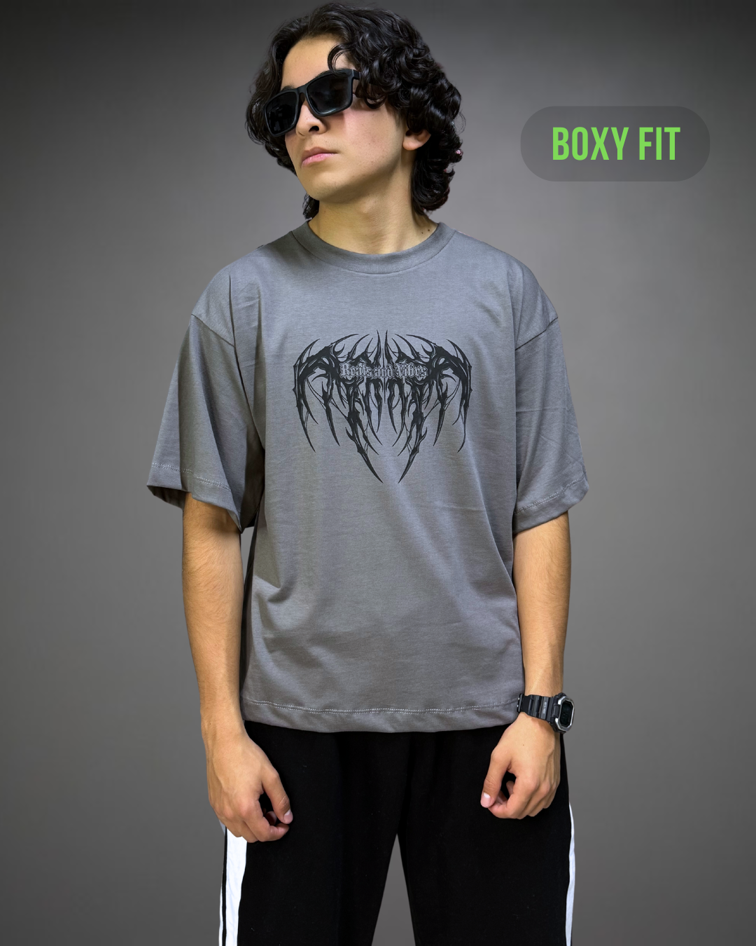 Polo Hombre Boxy Fit True Tribal - Plomo