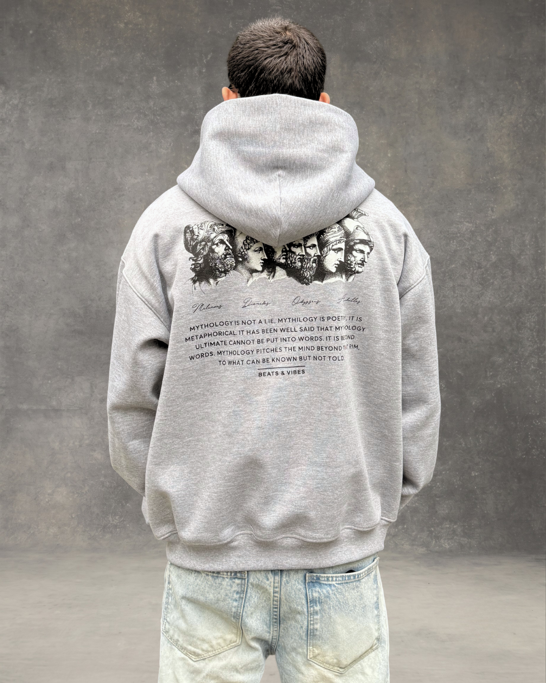 Hoodie Oversize Hombre Mythology - Gris