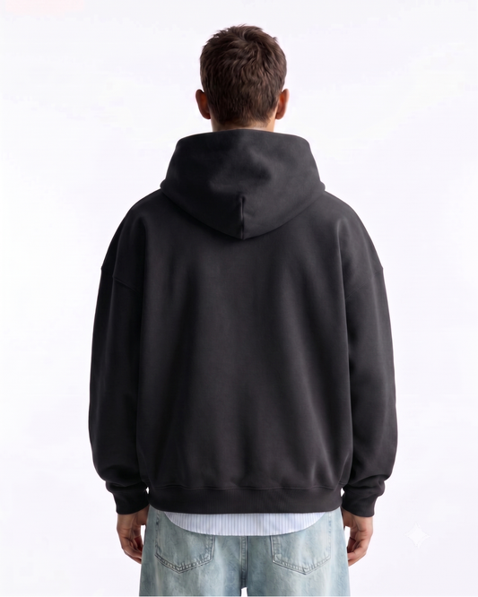 Hoodie Oversize Hombre Harvard - Negro