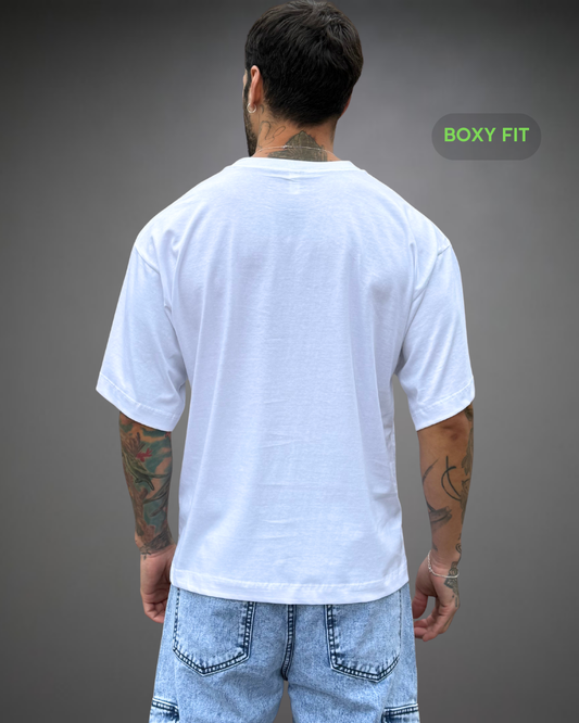 Polo Hombre Boxy Fit The Front Sign - Blanco
