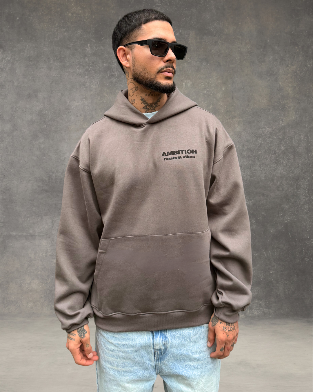 Hoodie Oversize Hombre Ambition - Plomo