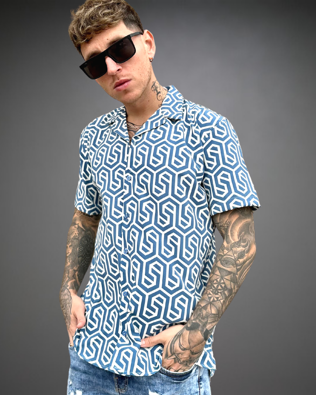 Camisa Hombre Relaxed In Da Club - Light Blue