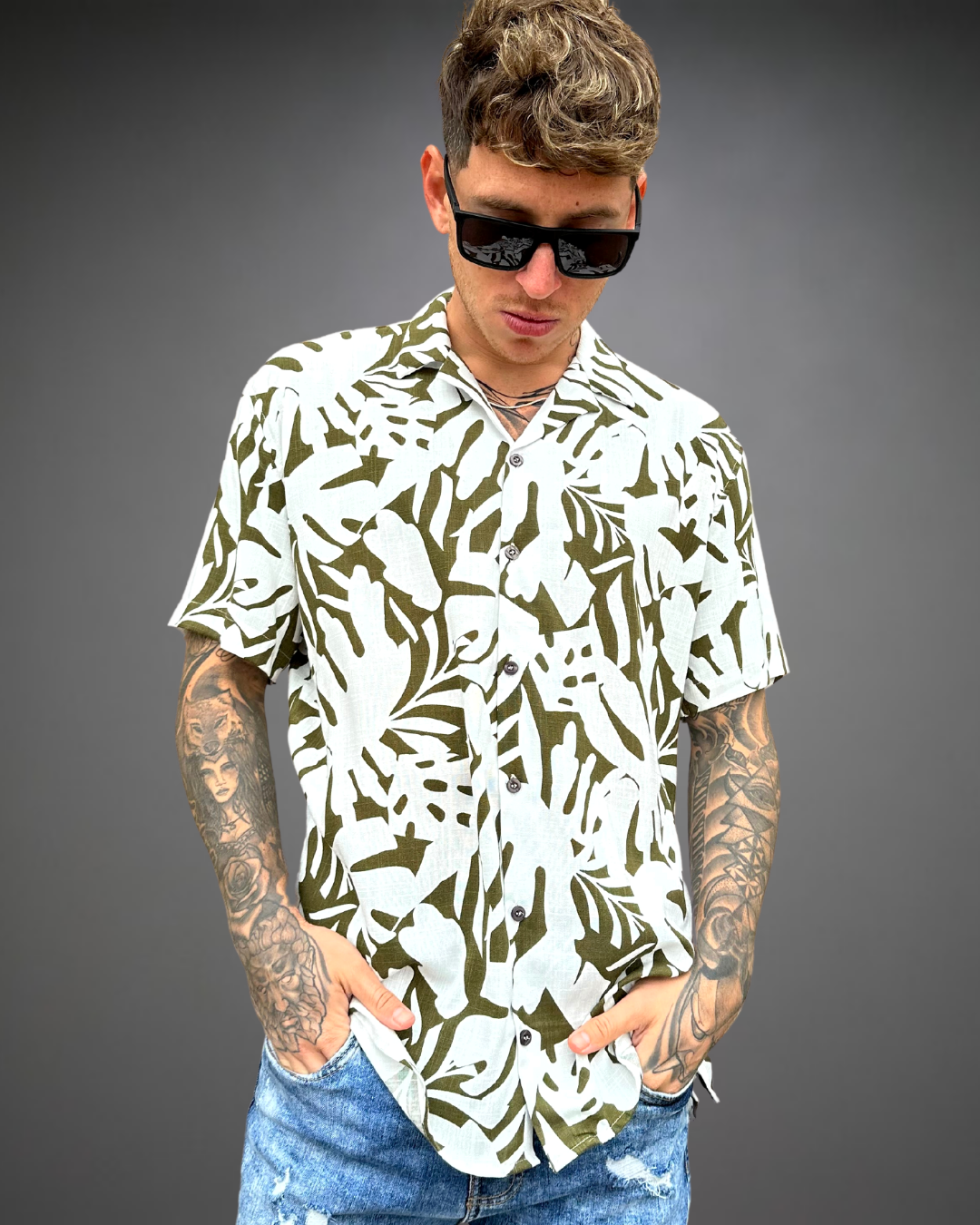 Camisa Hombre Relaxed Ibiza Crew - Verde