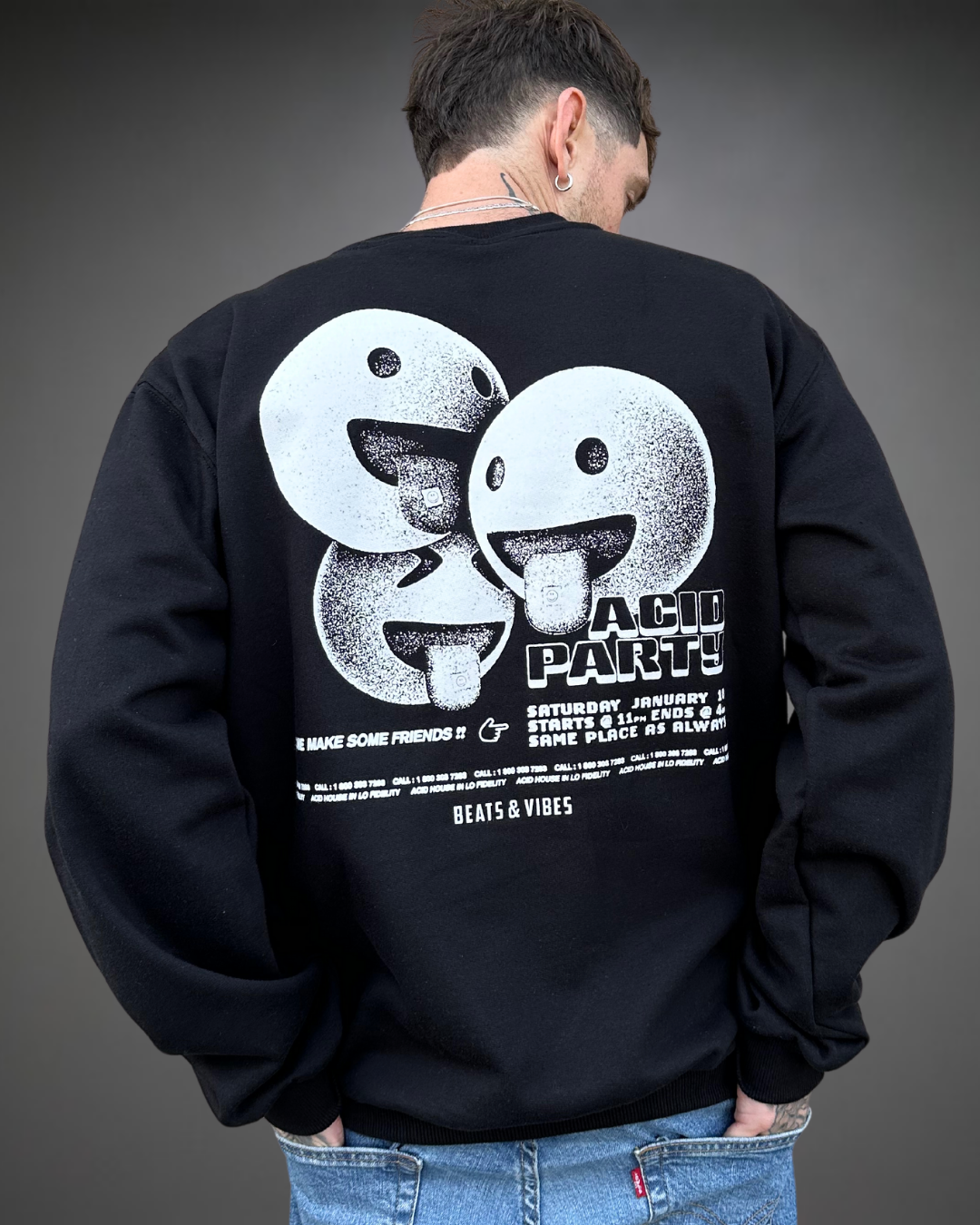 Polera Hombre Oversize Acid Party Negro – Beats Vibes®