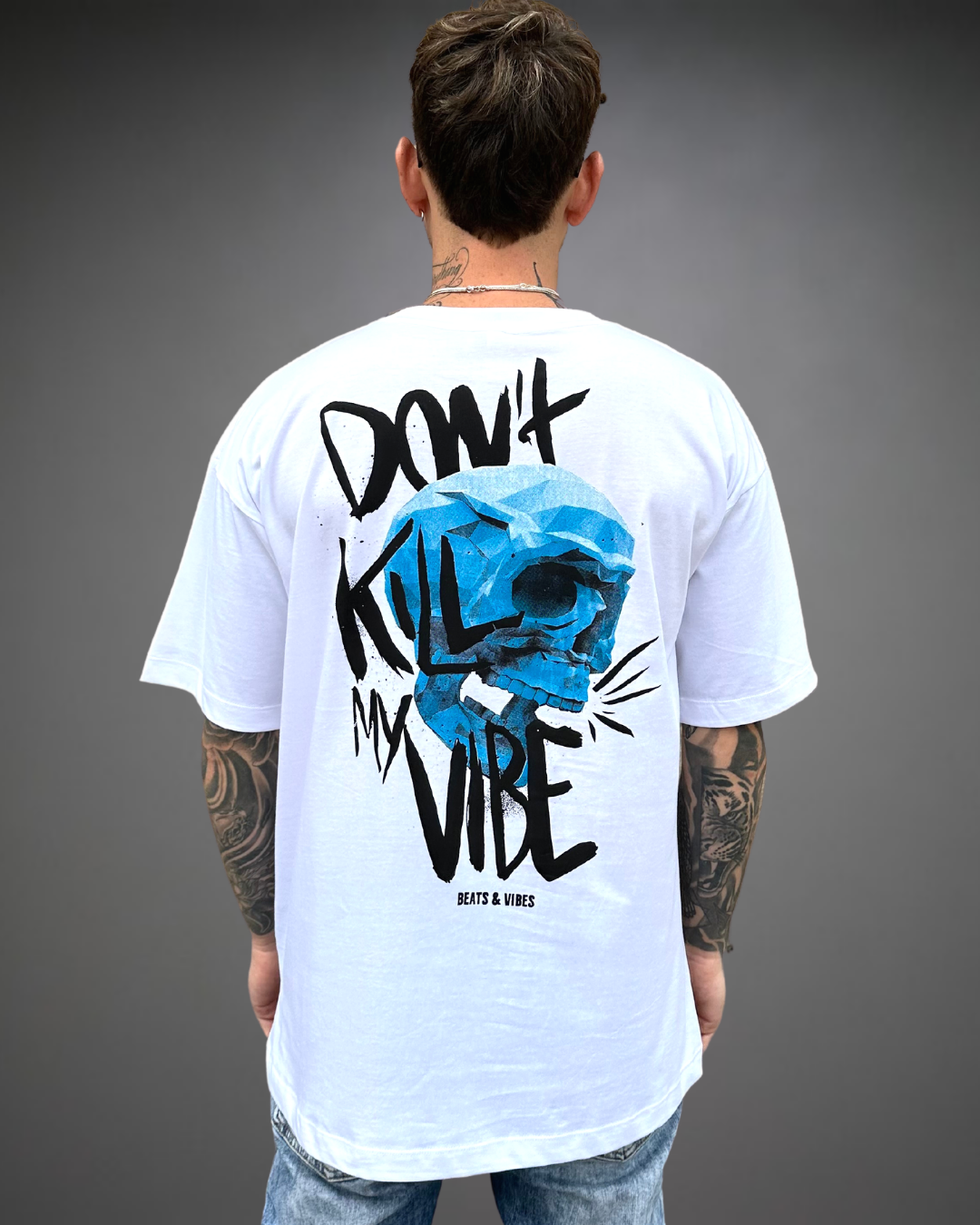 Polo Hombre Oversize Don't Kill My Vibe - Blanco