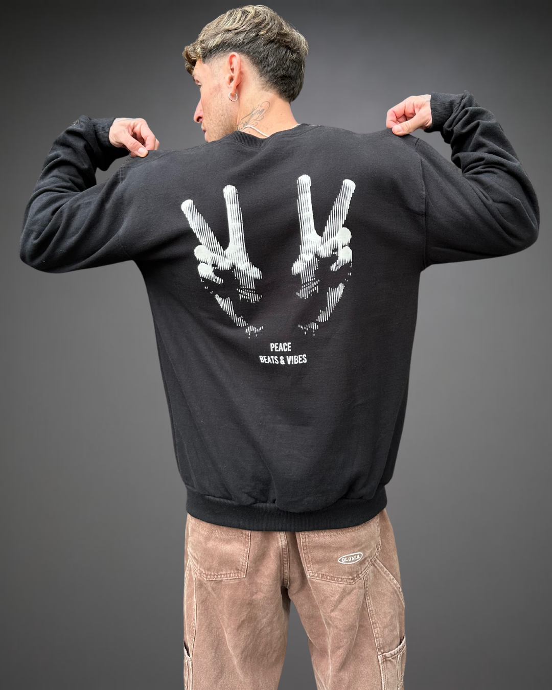 Polera Hombre Oversize Peace - Negro