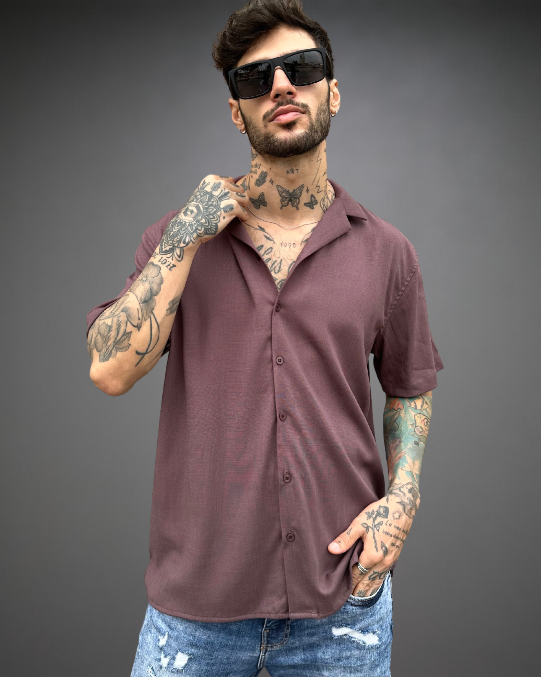 Camisa Hombre Relaxed Chocolate - Brown