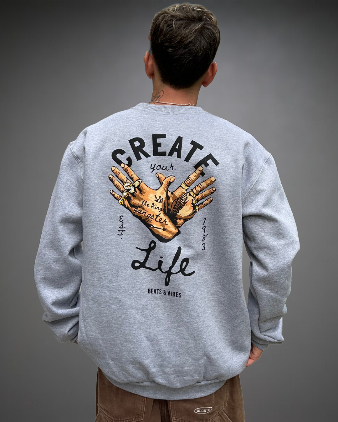 Polera Hombre Oversize Create Your Life - Gris