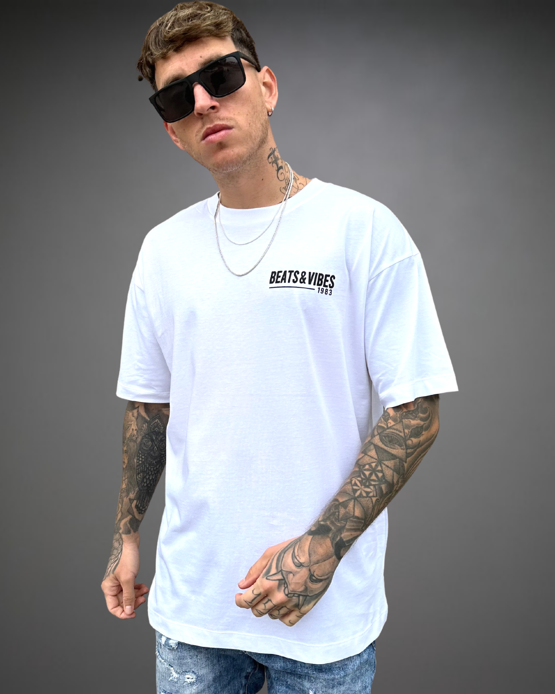 Polo Hombre Oversize Don't Kill My Vibe - Blanco