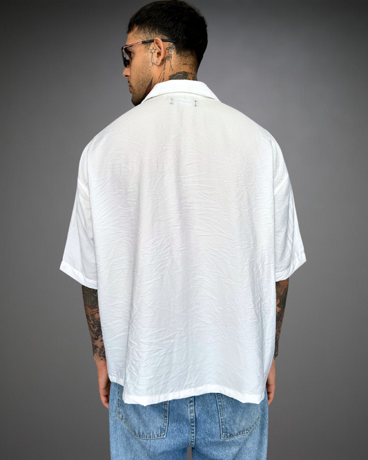 Camisa Hombre Oversize Wrinkled Texture - Off White