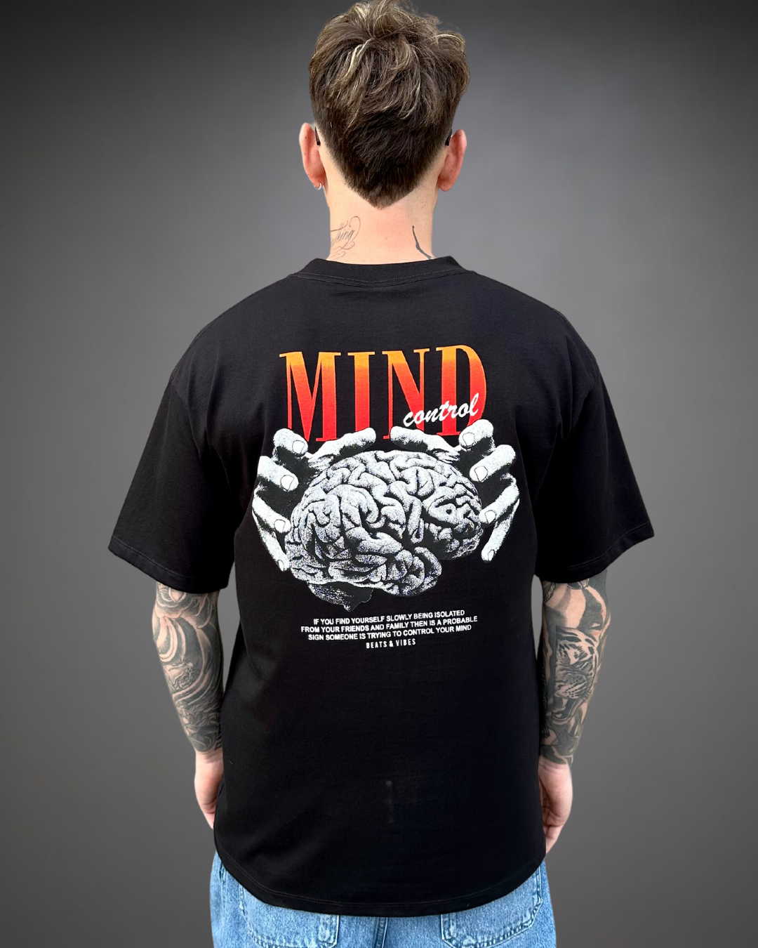 Polo Hombre Oversize Mind Control - Negro