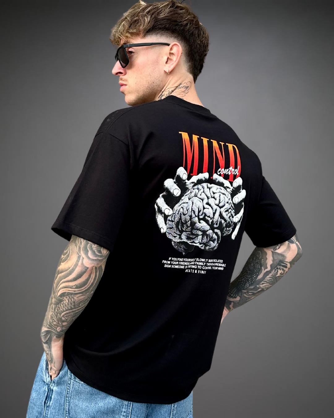 Polo Hombre Oversize Mind Control - Negro