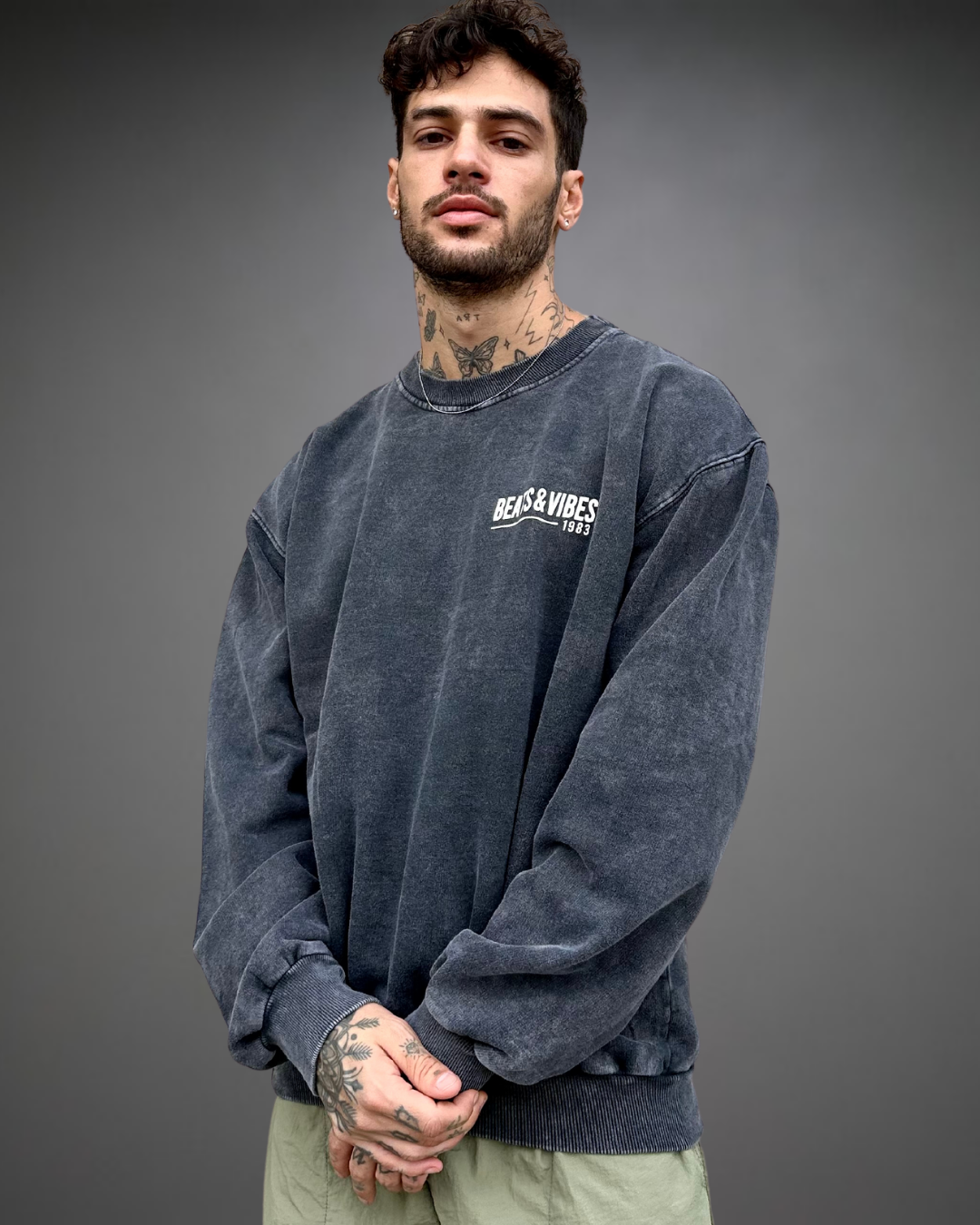 Polera Hombre Oversize ACID WASH Vibes - Stone Black