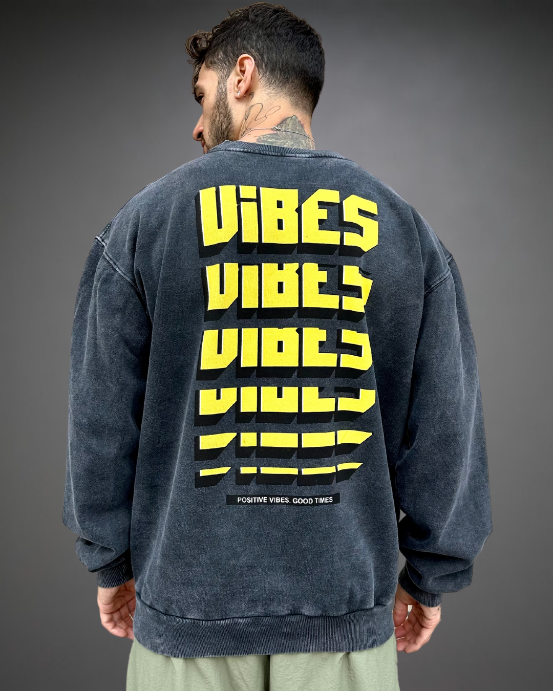Polera Hombre Oversize ACID WASH Vibes - Stone Black