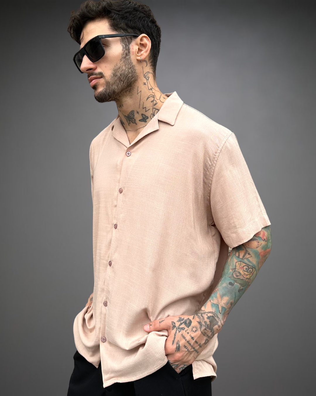Camisa Hombre Relaxed Beige - Beige