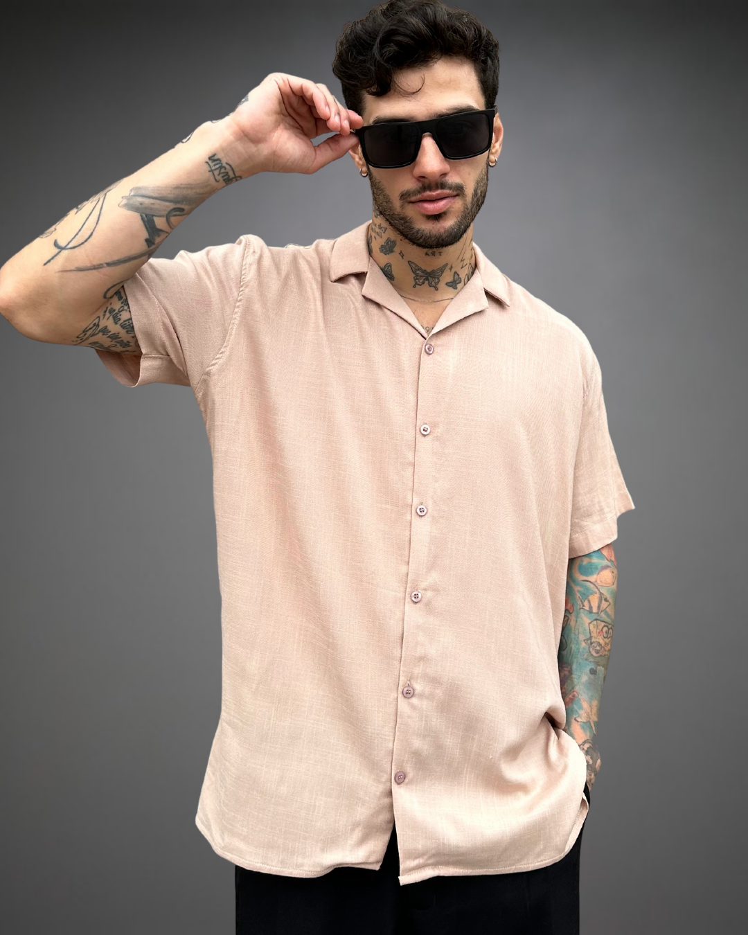 Camisa Hombre Relaxed Beige - Beige