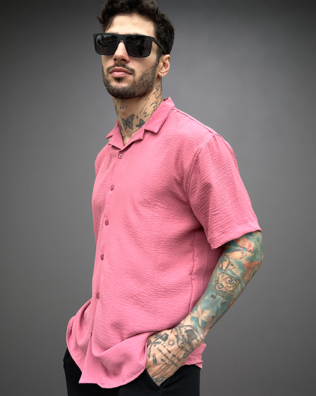 Camisa Hombre Relaxed Solid Pale - Palo Rosa