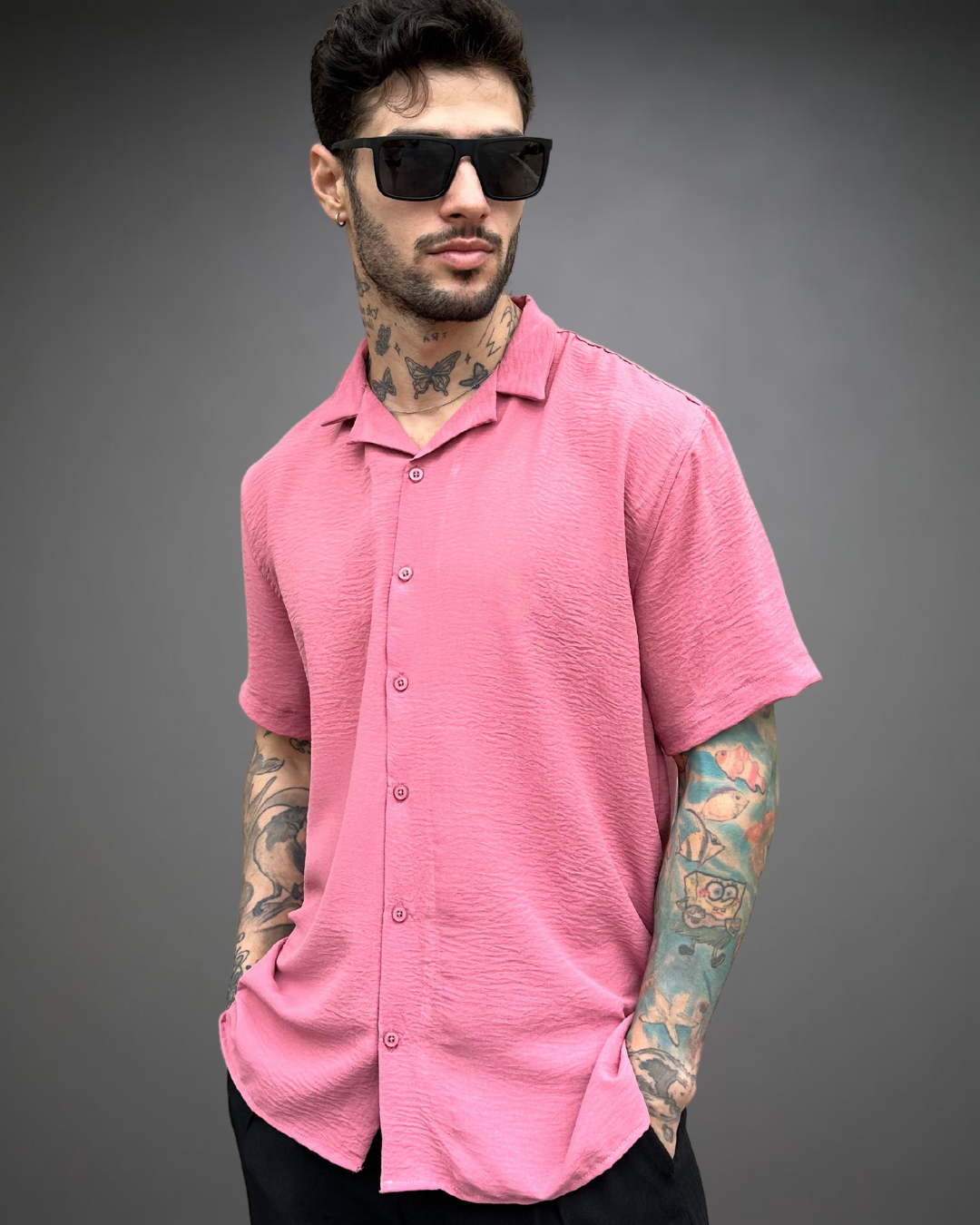 Camisa Hombre Relaxed Solid Pale - Palo Rosa