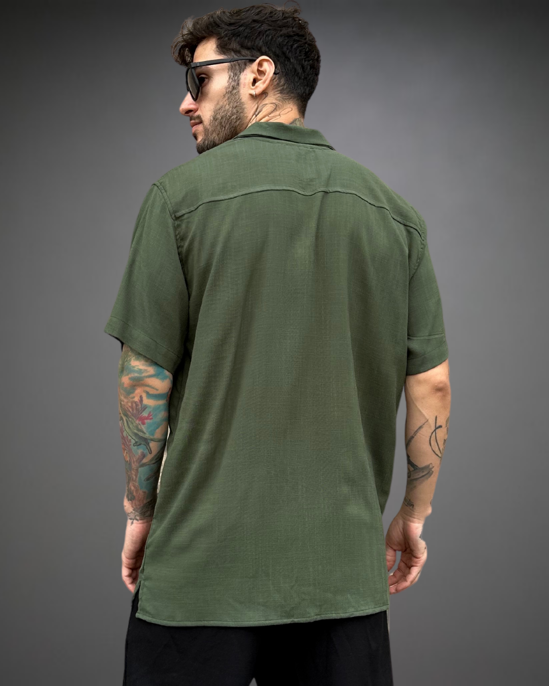 Camisa Hombre Relaxed Olive Night - Verde