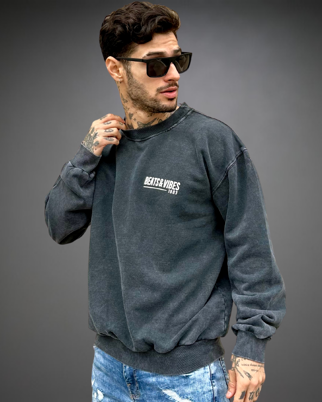 Polera Hombre Oversize ACID WASH Stop Wars - Stone Black