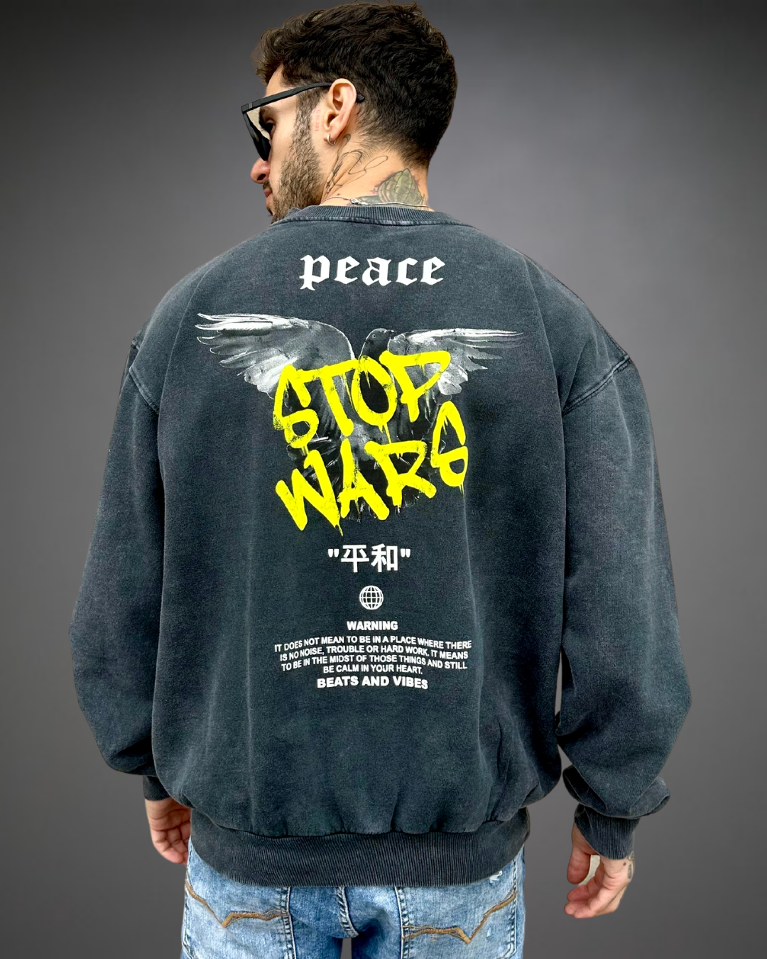 Polera Hombre Oversize ACID WASH Stop Wars - Stone Black