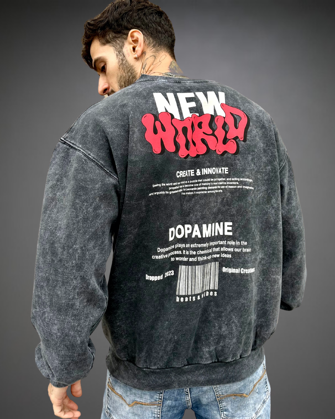 Polera Hombre Oversize ACID WASH Positive - Stone Gray
