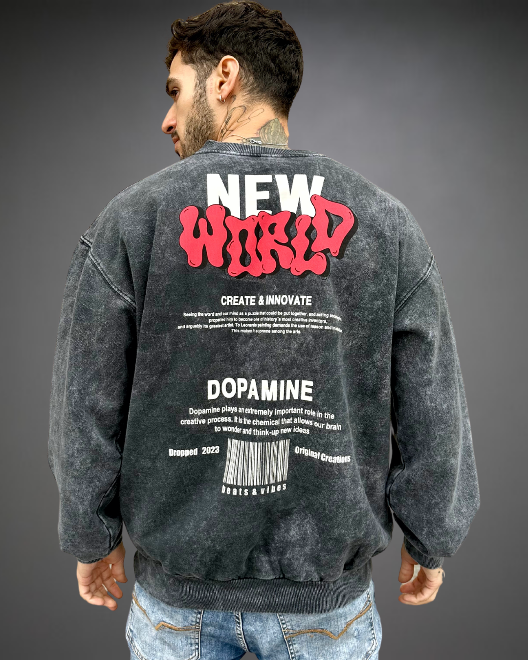 Polera Hombre Oversize ACID WASH Positive - Stone Gray
