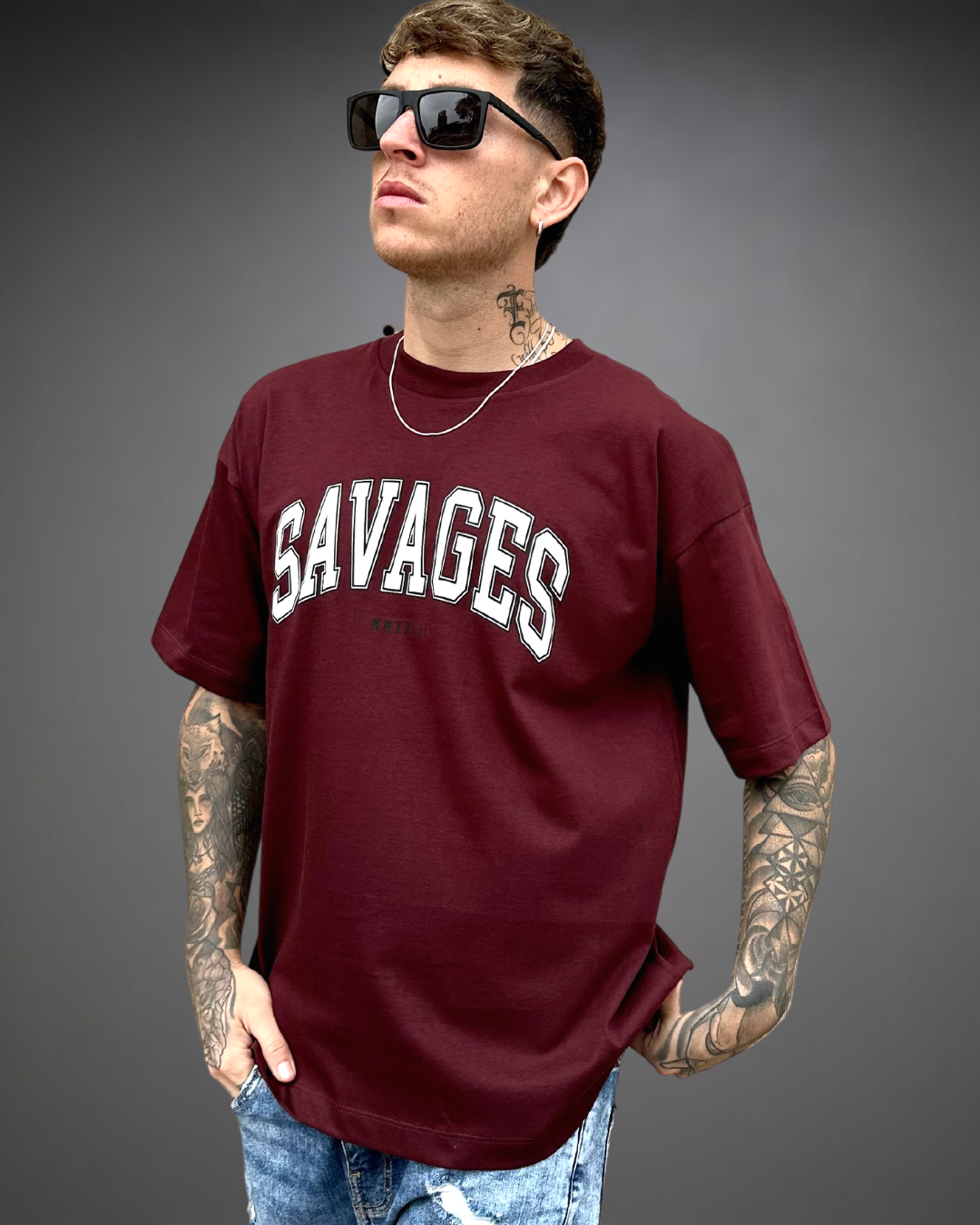 Polo Hombre Oversize SAVAGES - Borgoña