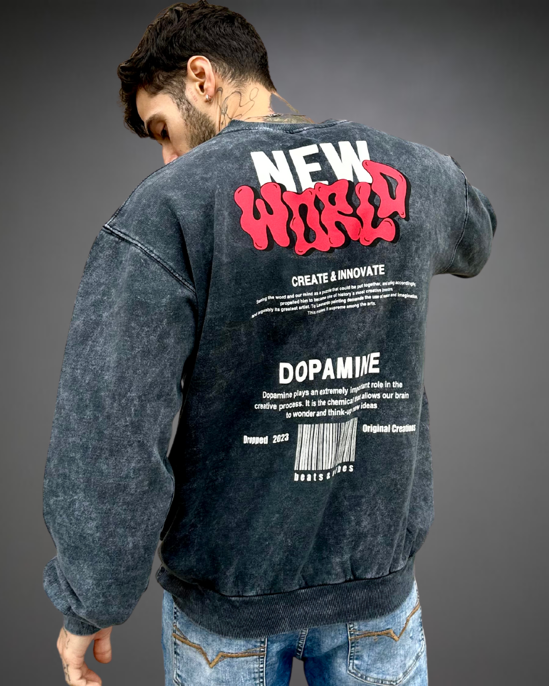Polera Hombre Oversize ACID WASH Positive - Stone Gray
